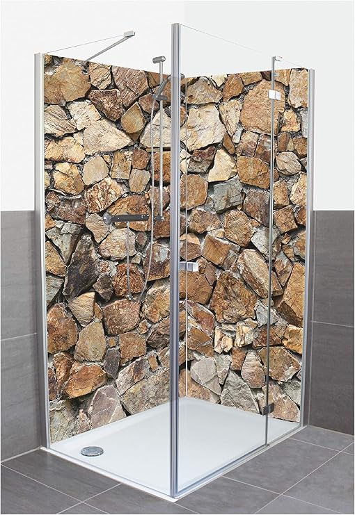 Artland Qualität I Duschrückwand Fliesenersatz Bad Duschwand Motiv Architektur Architektonische Elemente Foto Creme A7MR Brau