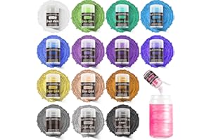 Aheroi Edible glitter Set of 15, Food Grade Edible Powder ocktail Glitter Shimmering Glitter for Drinks, Luster Dust Sprinkles Powder Glitter for Fondant Cake Decorating(4g/0.14oz)