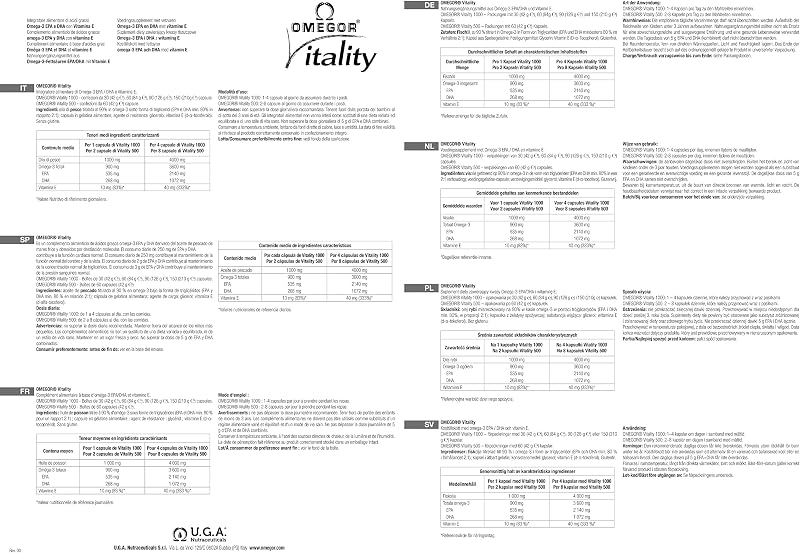 Omega 3 EPA y DHA IFOS Certificado 90 Cápsulas - OMEGOR Vitality 1000 Omega-3 Aceite de Pescado Libre de Metales Pesados y Fácil de Digerir
