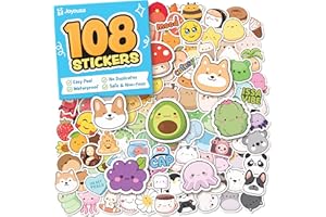 Cute Stickers for Kids - Kawaii Stickers for Kids Classroom Decor, Water Bottle & Teacher Rewards - 108pc Easy Peel Bulk Pack for Teens - Waterproof Vinyl Decals - Scrapbooking, Journaling, Notebook