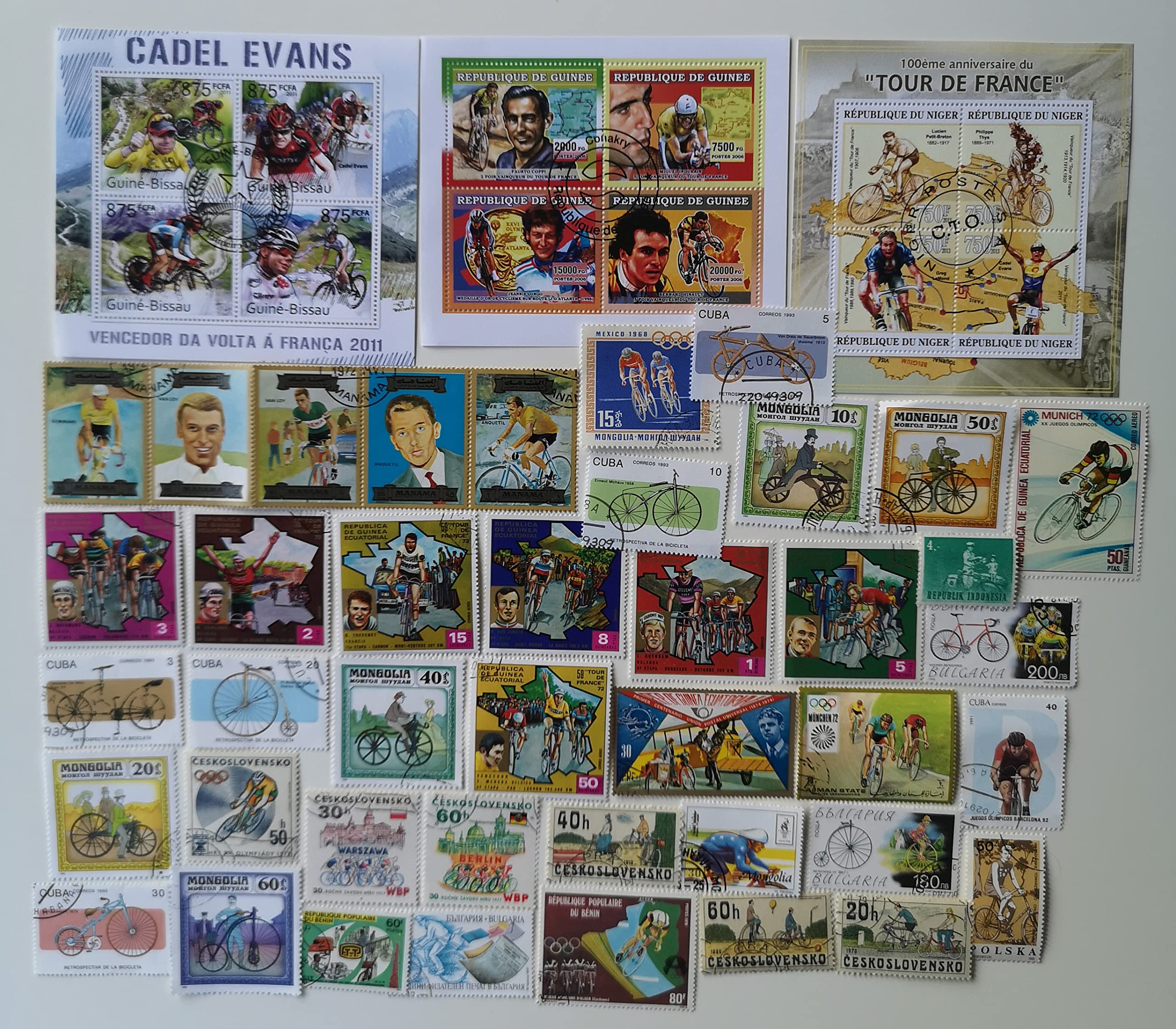 50 Different Bicycles & Cycling Postage Stamps (Stamps for Collectors)