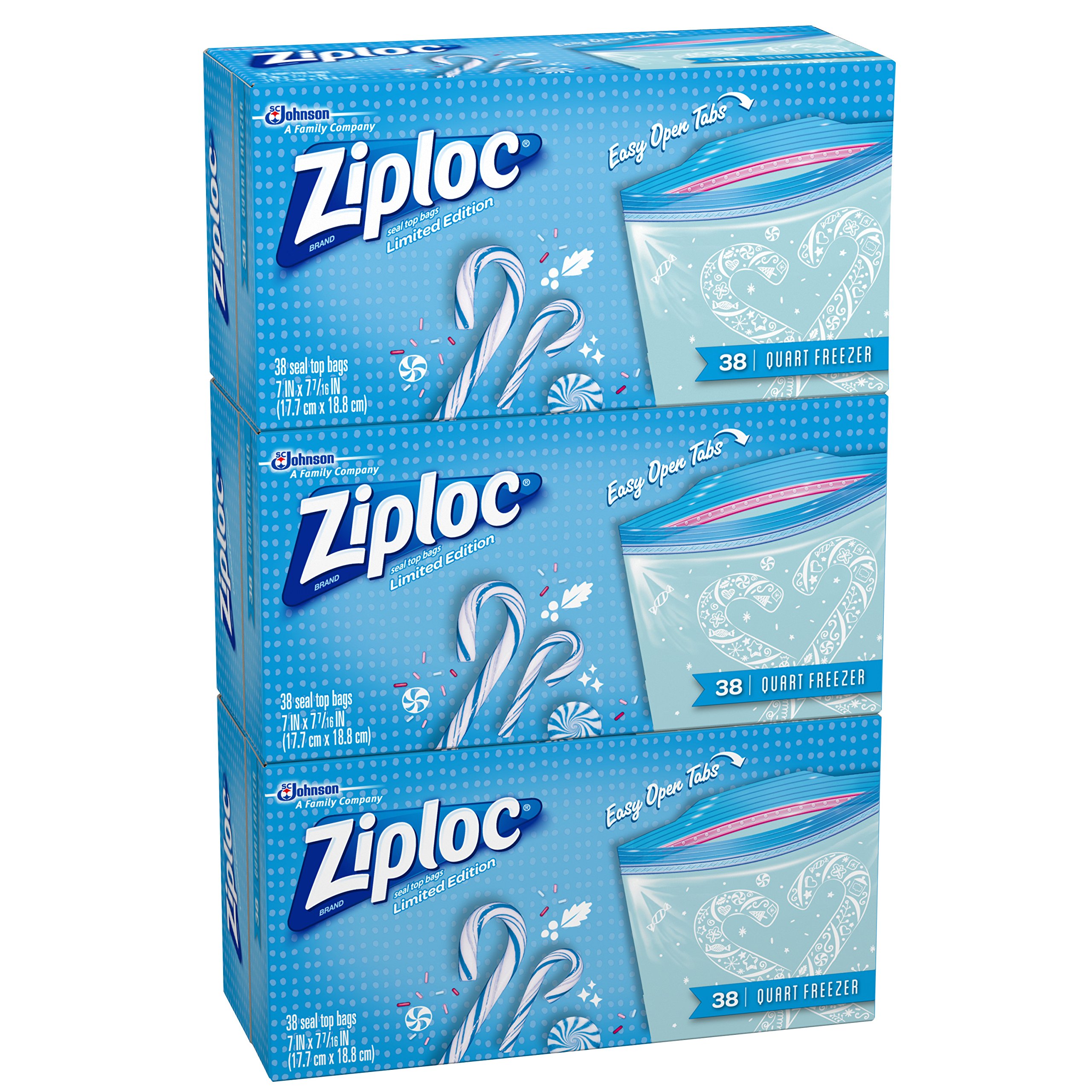 Ziploc Limited Edition Holiday Freezer Bags, Quart, 114 Count