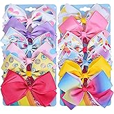 Dwenarry 5" Hair Bows for Girls Colorful Little Girl Hair Bows Rainbow Heart Grosgrain Alligator Clip Bow for Toddler Girls Children Kids 12 Pcs