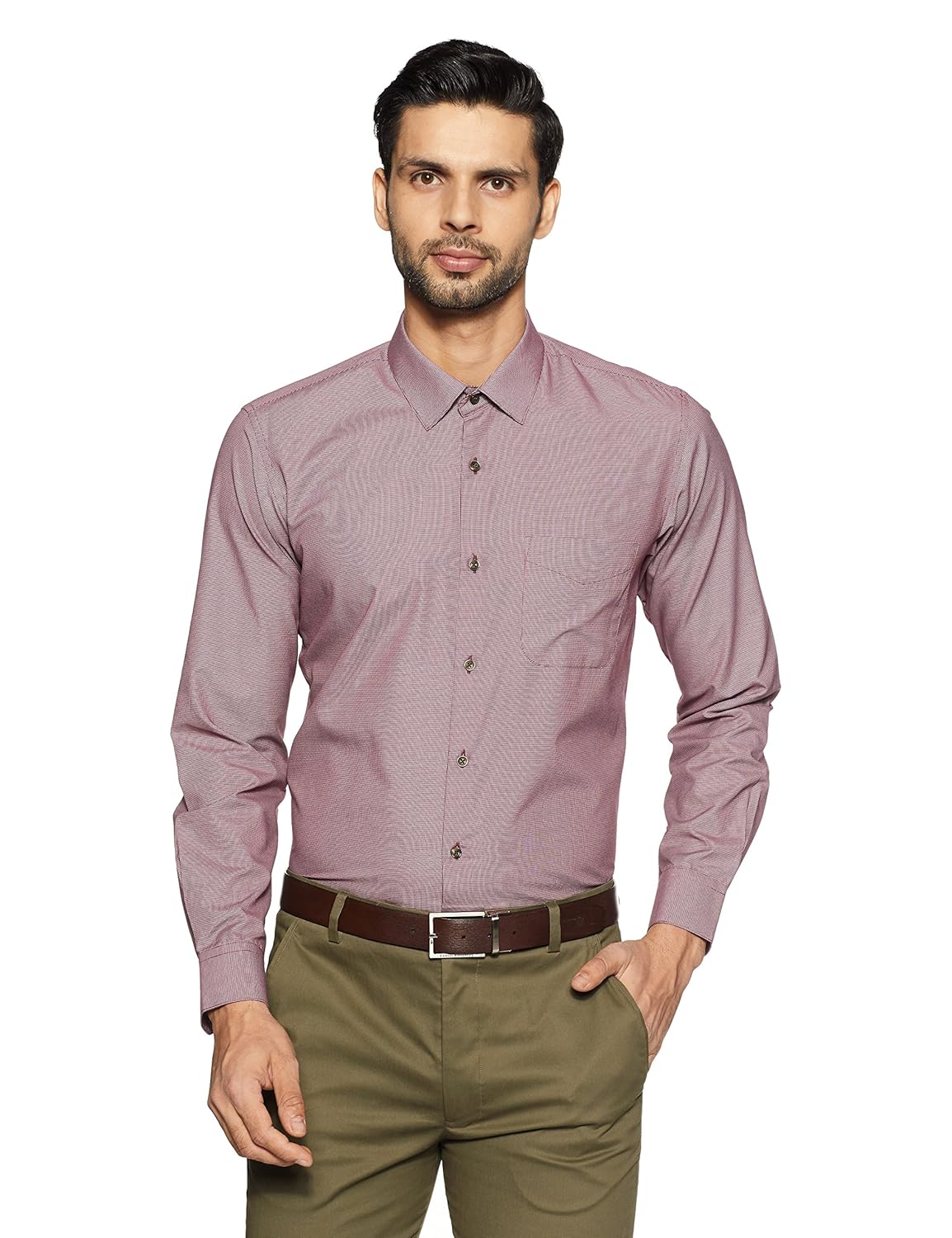 peter england men's plain regular fit formal shirt