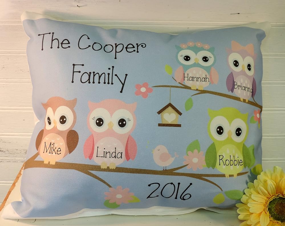 Personalized Country Owl Family Gift Pillow