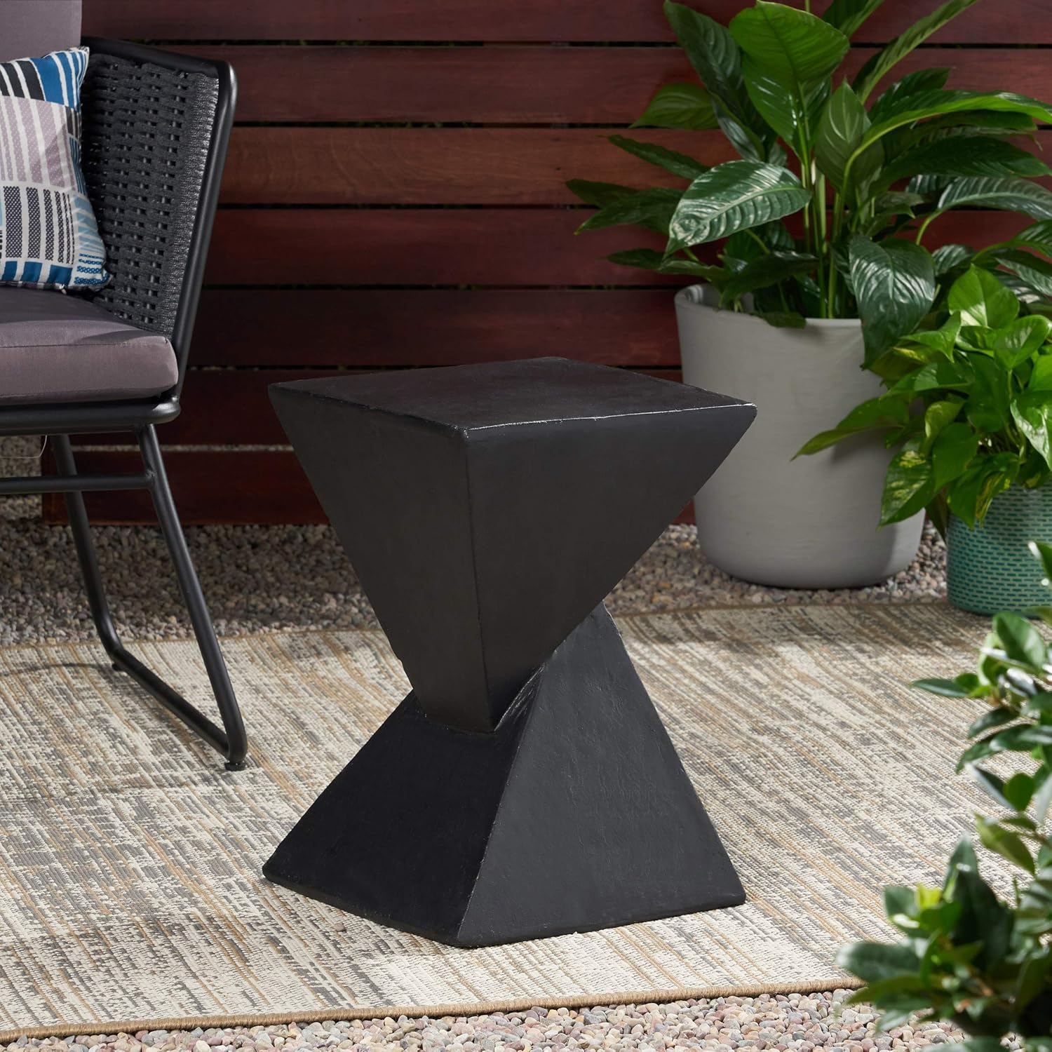 Christopher Knight Home 305832 Kajsa Outdoor Light-Weight Concrete Side Table, Black : Garden & Outdoor