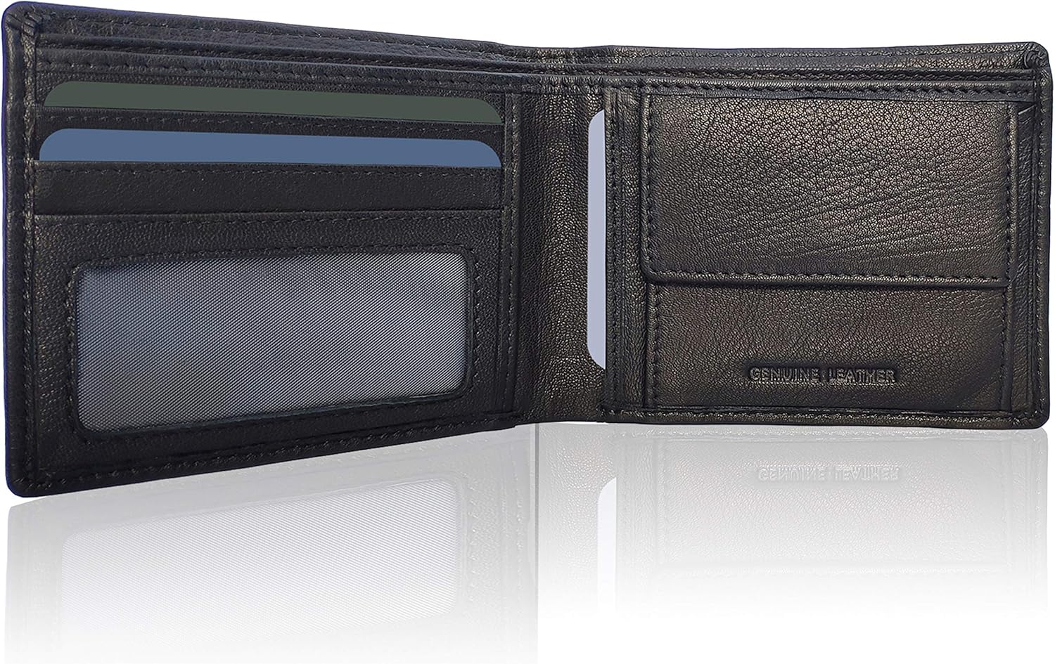 KORUMA Men's Wallet Slim Leather RFID Blocking Mens Wallets with up to 7 Card Holder, 2 Banknote Compartments, Coin Pocket