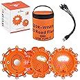 DK-WINER LED Road Flares Roadside Emergency car kit Emergency Road Flares Kit with Magnetic Base for Vehicles & Boat | 9 Flash Modes(with Batteries) (3pack rechargeable)