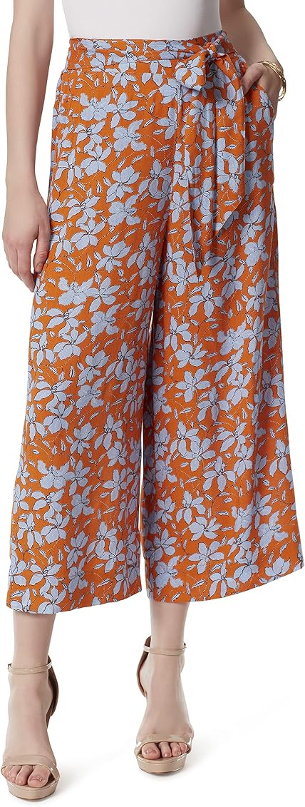 Jessica Simpson womens Koney Tie Waist Wide Leg Pants, Mini Amazon Floral -  Orange Oc, X-Small US at Amazon Women's Clothing store