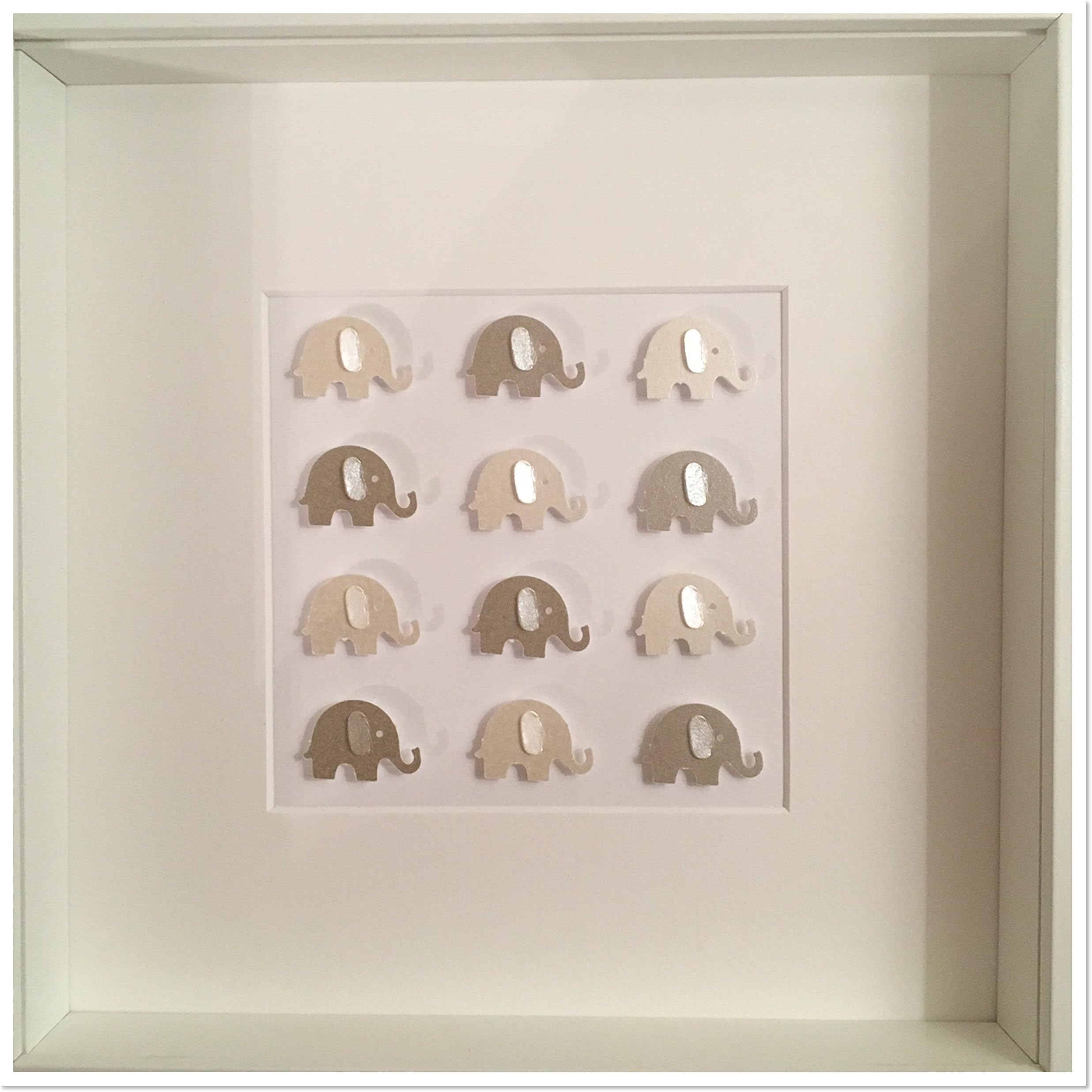Personalised 3D Elephant Beige Picture Box Frame