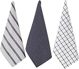Penguin Home Set of 3 100% Cotton Kitchen Towels White Charcoal 50x70 cm