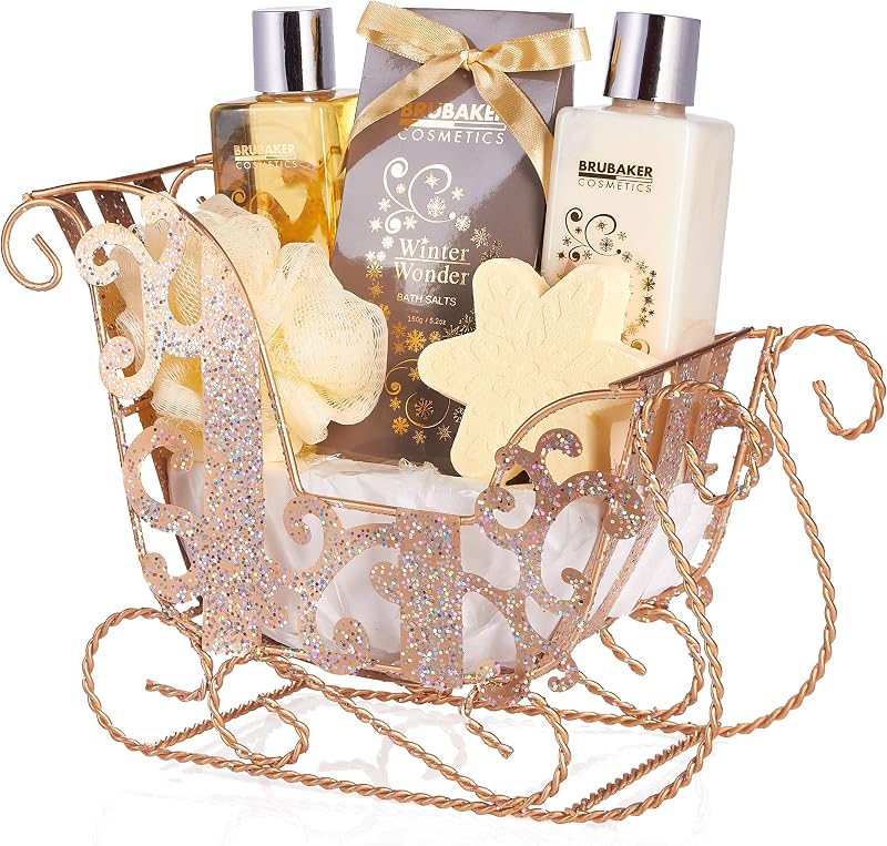 BRUBAKER 6 Pc Spa Gift Set Winter Wonder Vanilla Bath Shower Lotion Salts