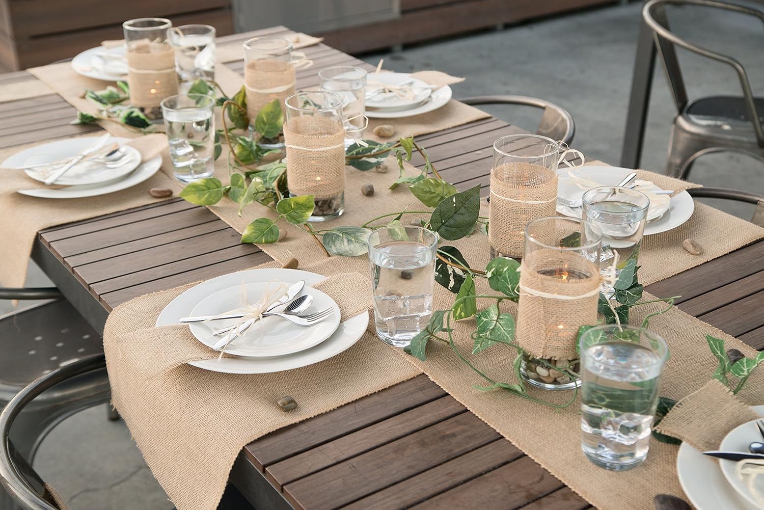 Burlap Table Runner - 14 Inch Wide X 10 Yards Long Burlap Roll - Burlap Fabric Rolls. A No-Fray Burlap Runner with Overlocked and Sewn Edges for Rustic Weddings, Decorations and Crafts!: Home & Kitchen