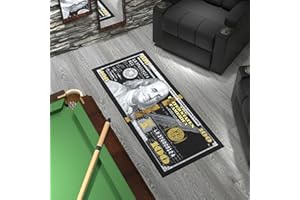 Ottomanson 22" x 53" $100 Bill Money Rug - Durable & Non-Slip Area Rug - Fun & Eye-Catching Decor for Bedroom, Office, Game Room & Man Cave - Unique Gift for & Trendy Home Decor, Black/Gold