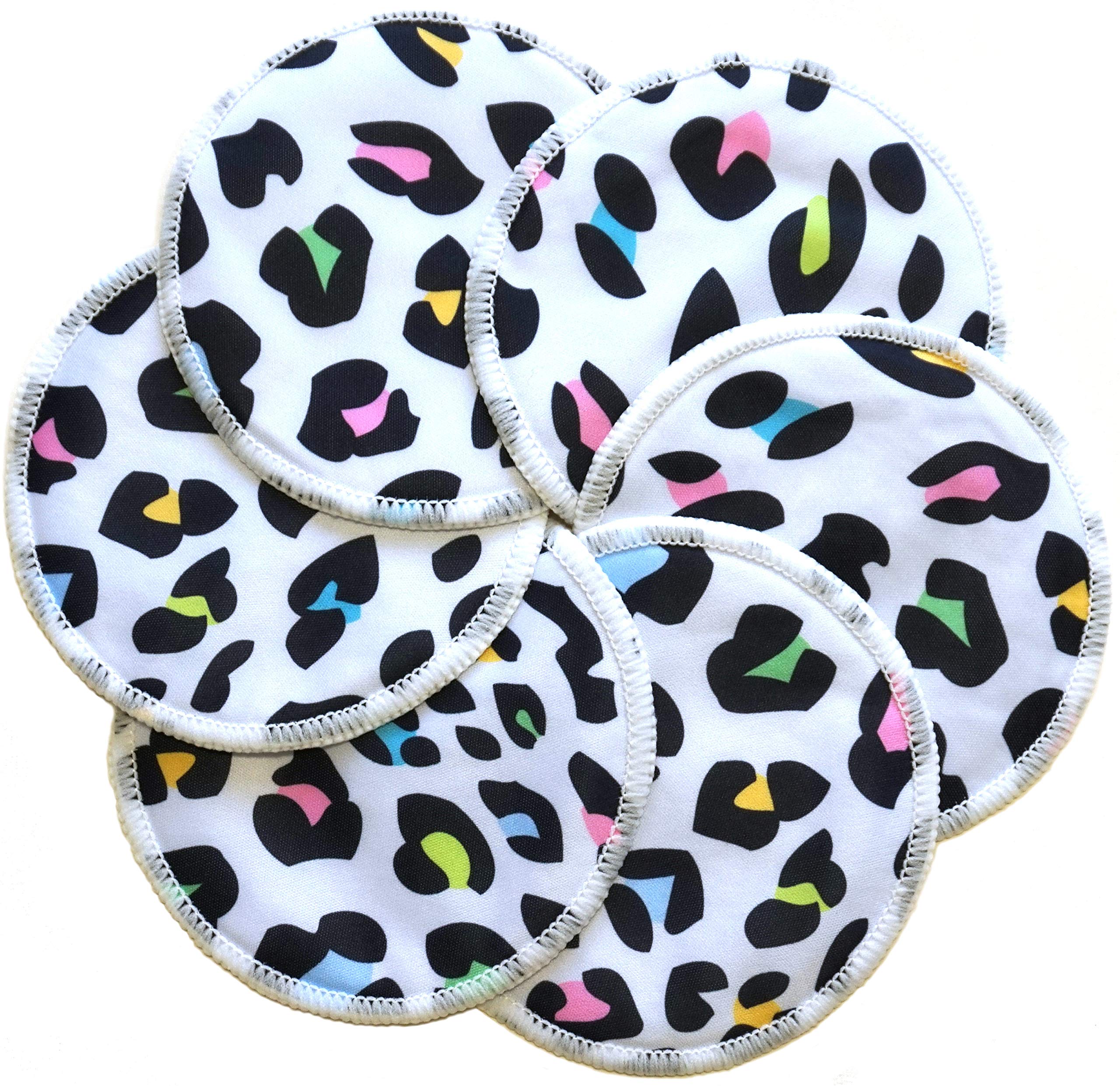 Ana Wiz Washable Natural Bamboo Breast Pads (Pack of 6, Leopard)