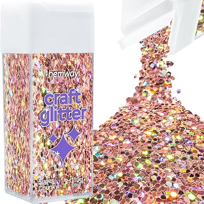 Hemway Rose Gold Holographic Glitter Shaker 110g Super Chunky Craft