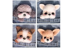 DIY Wool Needle Felting Kit with Needle Felting Tools, Easy for Beginners,10 Different Kinds, Dog Puppy Brooch, Felted Animal