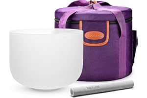 TOPFUND 10 inch F Note Heart Chakra Crystal Singing Bowl with Suede Striker and O-ring Included