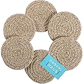 OrganiHaus Drink Coasters Set of 6, Absorbent Cotton Woven Cup Coasters, Rustic Farmhouse Boho Decor for Coffee Table and Drinks Protection, Cute Coaster for Drinks, Coaster for Office Desk - Brown