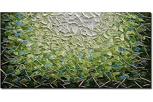 EPICLER ART Epicler 24x48 Inchs Hand-Painted Contemporary Art Oil on Canvas Texture Olive Green Abstract Canvas Wall Art Modern Home Wall Decoration