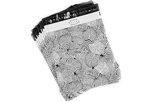 PAXTRA 12x15 inches 100-Pack Palm leaves Boho Designer Poly Mailers Black and White Trendy Shipping Supplies Envelope Mailing