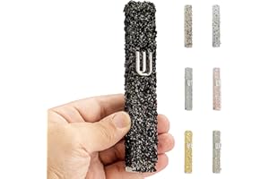 HolYudaica Handmade Glass Mezuzah Case with Colorful Glass Coating Comes in a Gift Box - for 5" Mezuzah Scroll (Scroll not Included) Peel and Stick, Weather Proof Cover (Black)