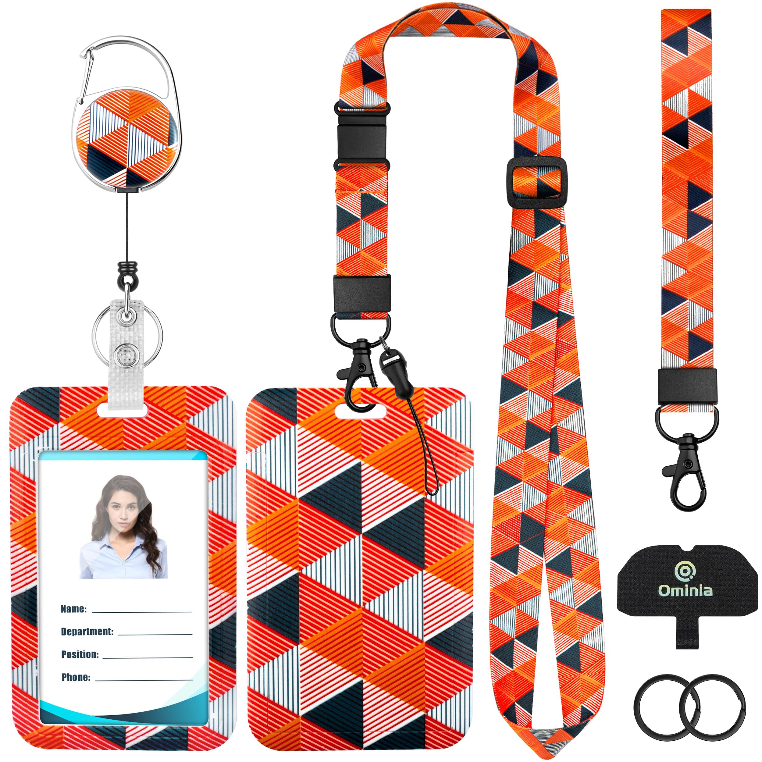 Photo 1 of *Pack of 4* Ominia ID Badge Holder with Wrist and Breakaway Lanyard, Cute Retractable Badge Reel Keychain with Sliding Badge Holder with Phone Tether Tabs, ID Card Holder Name Badge Clip, Nurse Teacher Gifts