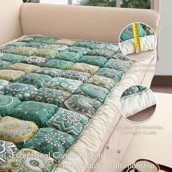 NESTLYMOLY COUCH COVER FOR SOFA, SECTIONAL COUCH COVER FOR DOGS, SOFA COVER WASHABLE, CUSHION COVER BLANKET PAD BED MAT FOR PETS, BOHO FURNITURE PROTECTOR, GREEN, 27.6X82.7IN
