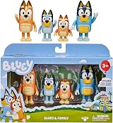 Bluey 4 Figure Pack Bluey Bingo Bandit Chilli Official Collectable Toy 2.5in