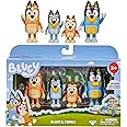 Bluey Family Figure Pack of 4, Robust Poseable Character Toys with Bingo, Chilli, and Bandit Figures, Toddler-Sized Animal Fi
