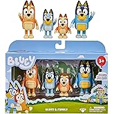 Bluey Family Figure Pack of 4, Robust Poseable Character Toys with Bingo, Chilli, and Bandit Figures, Toddler-Sized Animal Fi
