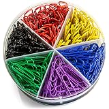 Officemate Giant Vinyl Paper Clips - Assorted Colors, 200 Count Tub, No-Snag Holders