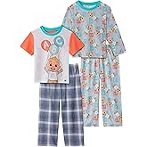 CoComelon Boys Pajamas for Toddler Kids | 4 Piece Sleepwear Sets for Toddler Boys Pajama Bottoms and Sleep Shirts