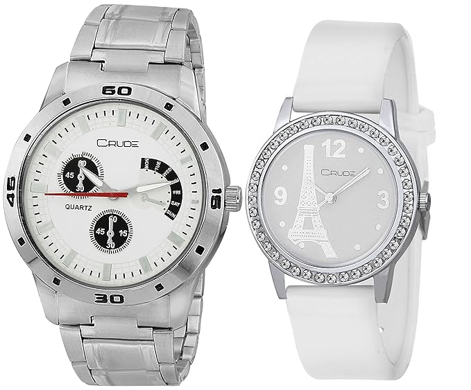 Analogue White Dial Mens & Womens Couple Watch -Rg711