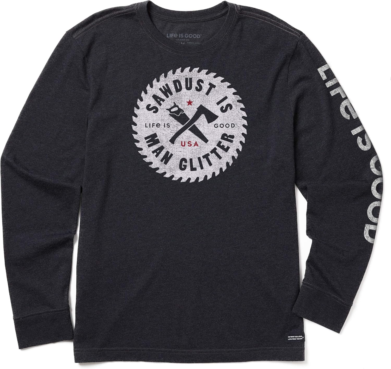 Life is Good Mens Long Sleeve Crusher Graphic T-Shirt: Clothing