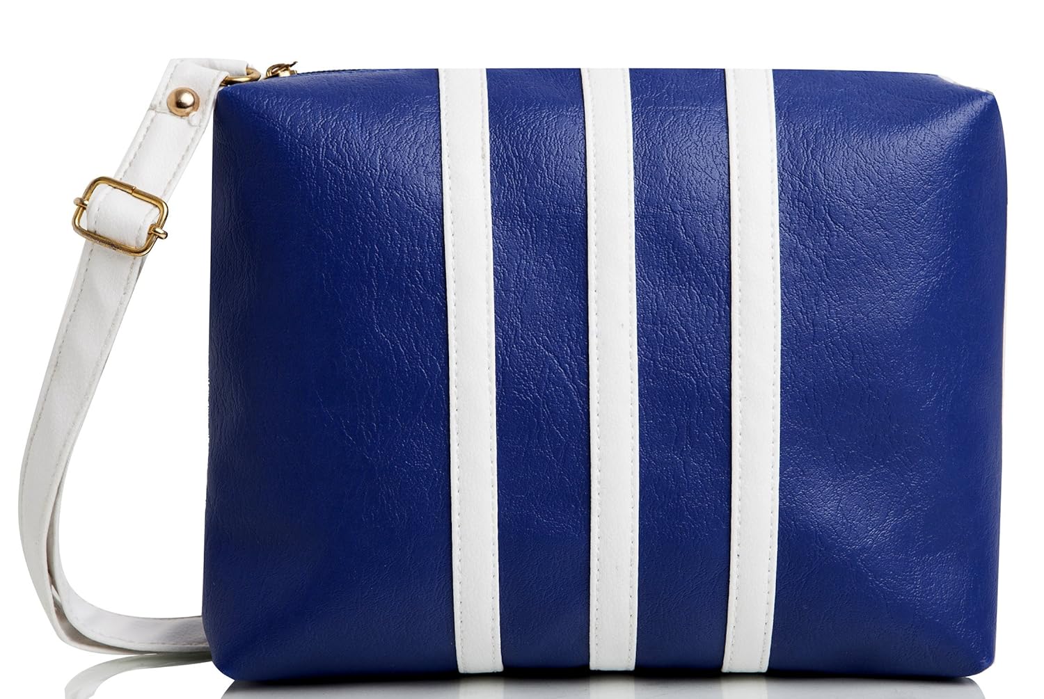 mammon women's sling bag blue & white - slg-3strip-bw