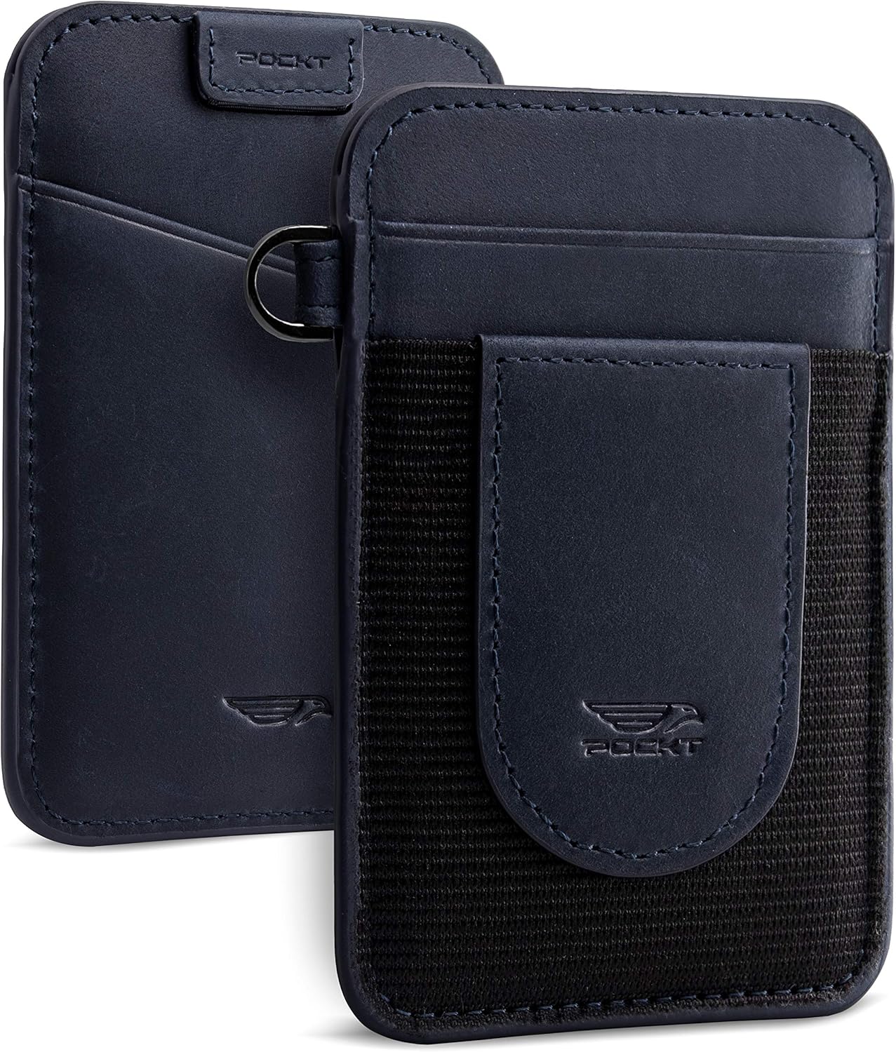 POCKT Slim Minimalist Front Pocket Wallet Elastic Credit Card Holder Genuine Leather RFID Blocking Wallets