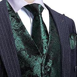 Barry.Wang Mens Suit Vest Paisley/Flower Silk