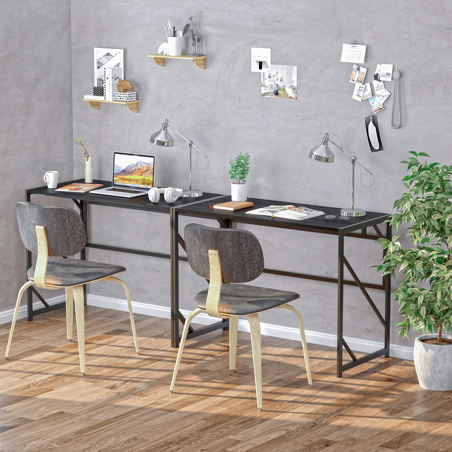 Elephance 40" Folding Computer Desk No Assembly Needed Foldable Small Home Office Desk Study Writing Desk Gaming Table for Small Space: Kitchen & Dining
