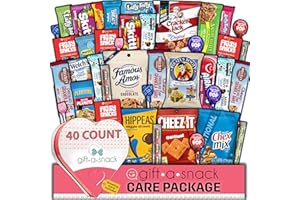 NUT CRAVINGS Gift A Snack - Heart Shape Snack Box Variety Pack Care Package + Greeting Card (40 Count) Birthday Sweet Treats Gift Basket, Candies Chips -