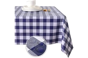 Obstal 100% Waterproof PVC Table Cloth, Oil-Proof Spill-Proof Vinyl Rectangle Tablecloth, Wipeable Table Cover for Outdoor and Indoor Use,Navy Blue,54 x 78 Inch