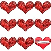 Syhood 9 Pieces Valentine's Day Heart Hair Clips Glitter Sequin Heart Barrettes Hair Clip for Valentines Accessories Christmas Birthday Wedding Themed Party(Red)