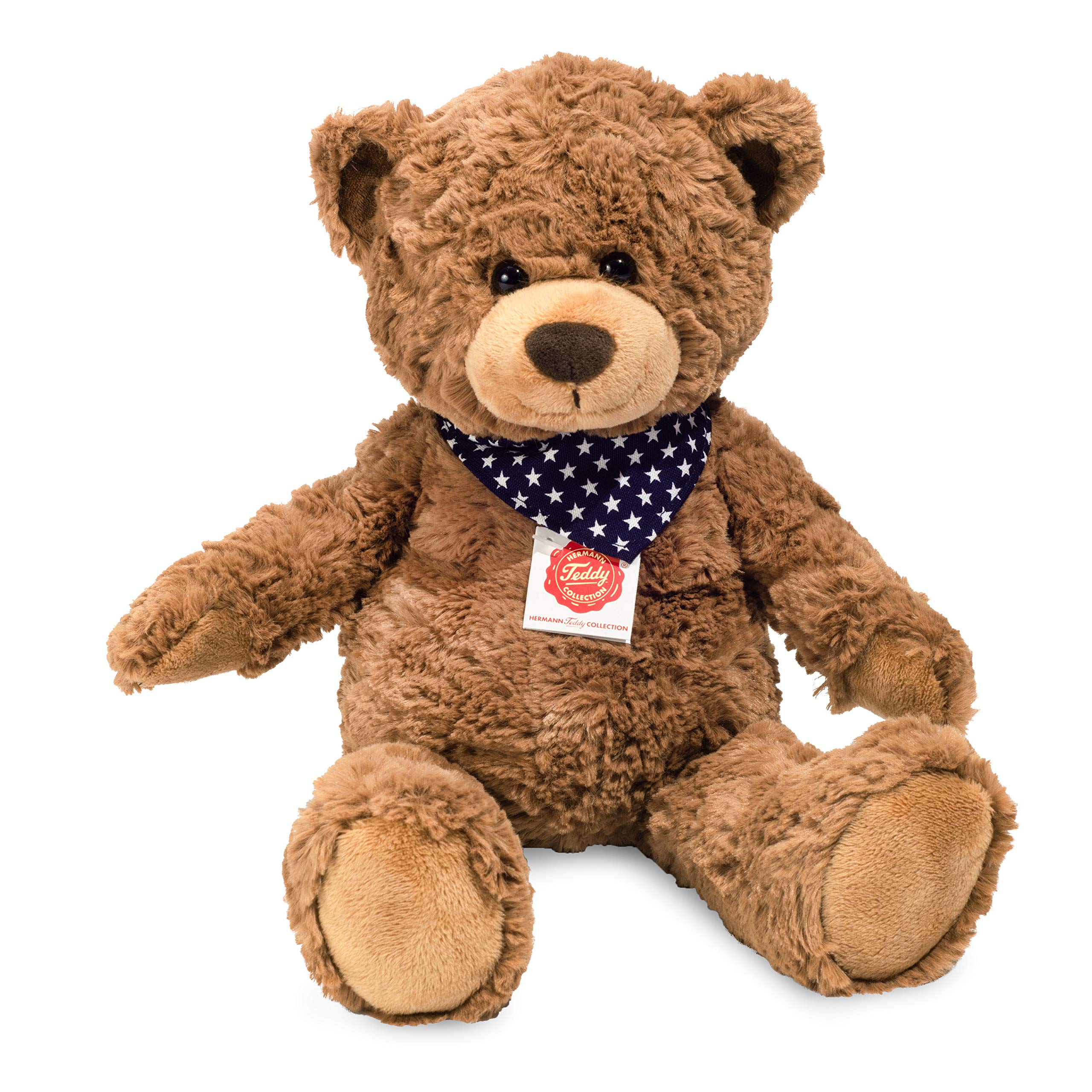 Teddy Hermann 91366 Teddy bear 38 cm, cuddly toy, with star scarf