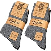 BRUBAKER Alpaca Wool Socks - Fine Knit Unisex Socks for Women and Men - 4 Pairs All Year Thin Knit