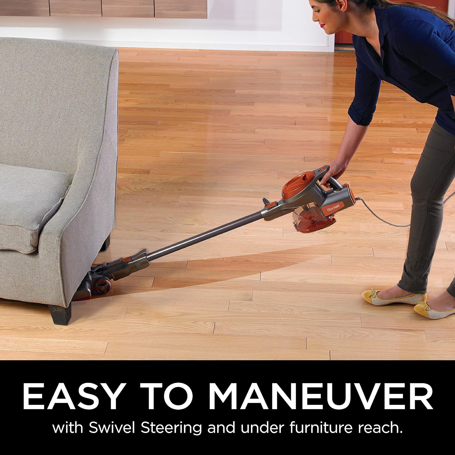 Shark Rocket Corded Bagless Stick Vacuum for Carpet and Hard Floor Cleaning with Swivel Steering (HV302), Gray/Orange - Upright Vacuums