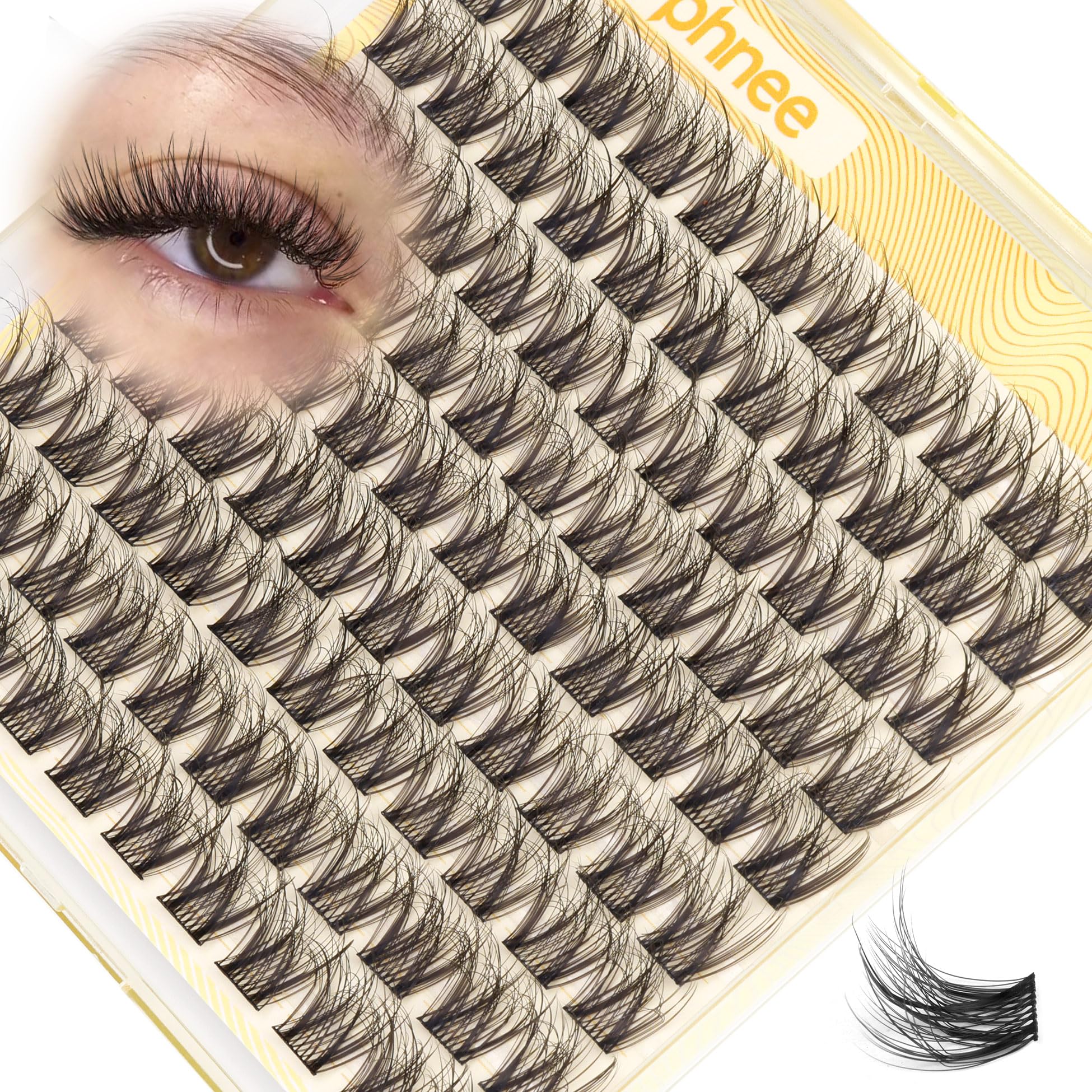 Photo 1 of 14MM Lash Clusters Natural Cluster Eyelash Extensions Wispy Cluster Lashes Extension 5D Fluffing Individual Lashes Whispy Eyelash Clusters 99Pcs for Everyday Wear