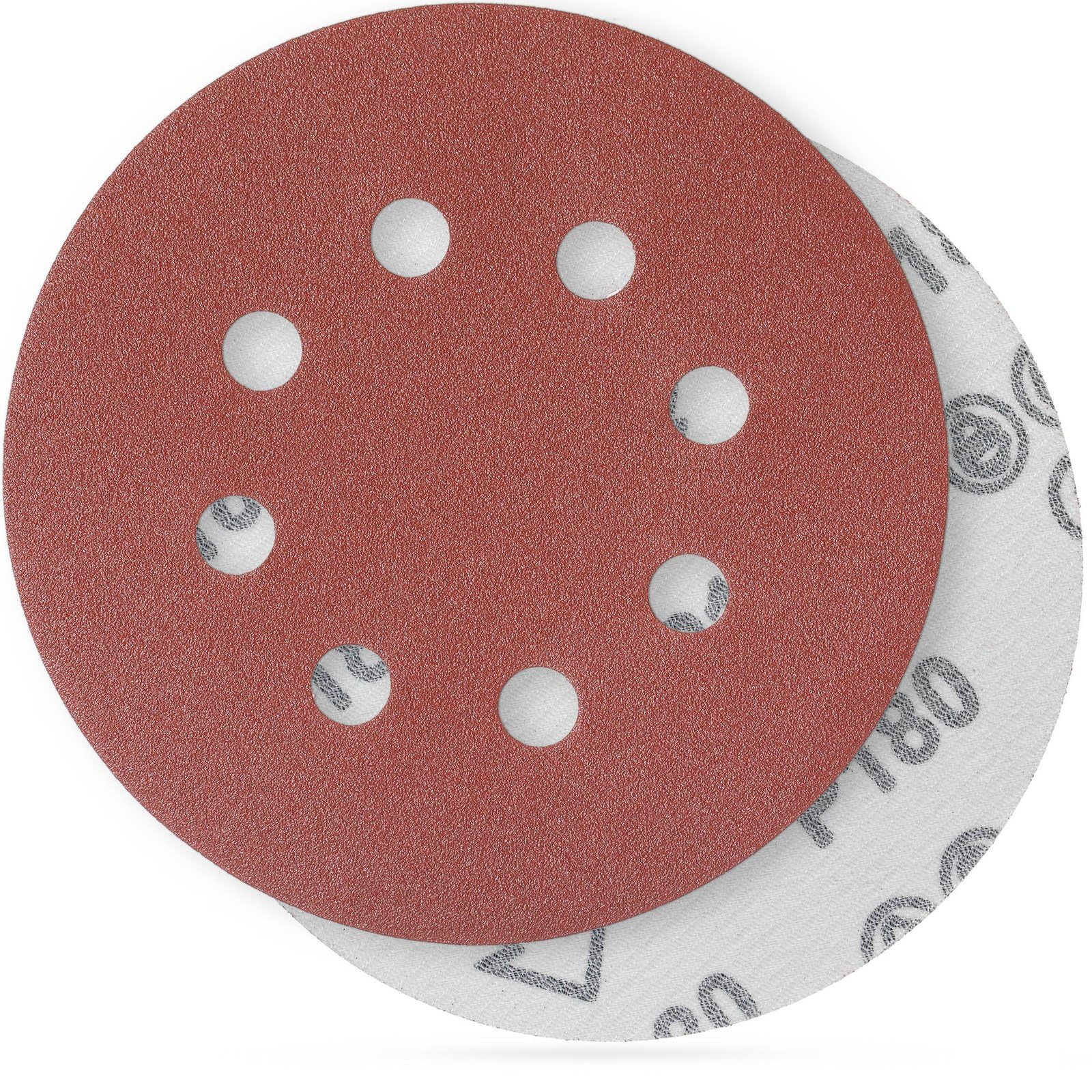 YoiYee 180 Grit Sanding Discs Pads, 8 Holes, 125mm/5-inch Hook and Loop Quick Change Sandpaper Sheet for Random Orbital Sander, 20 Pack