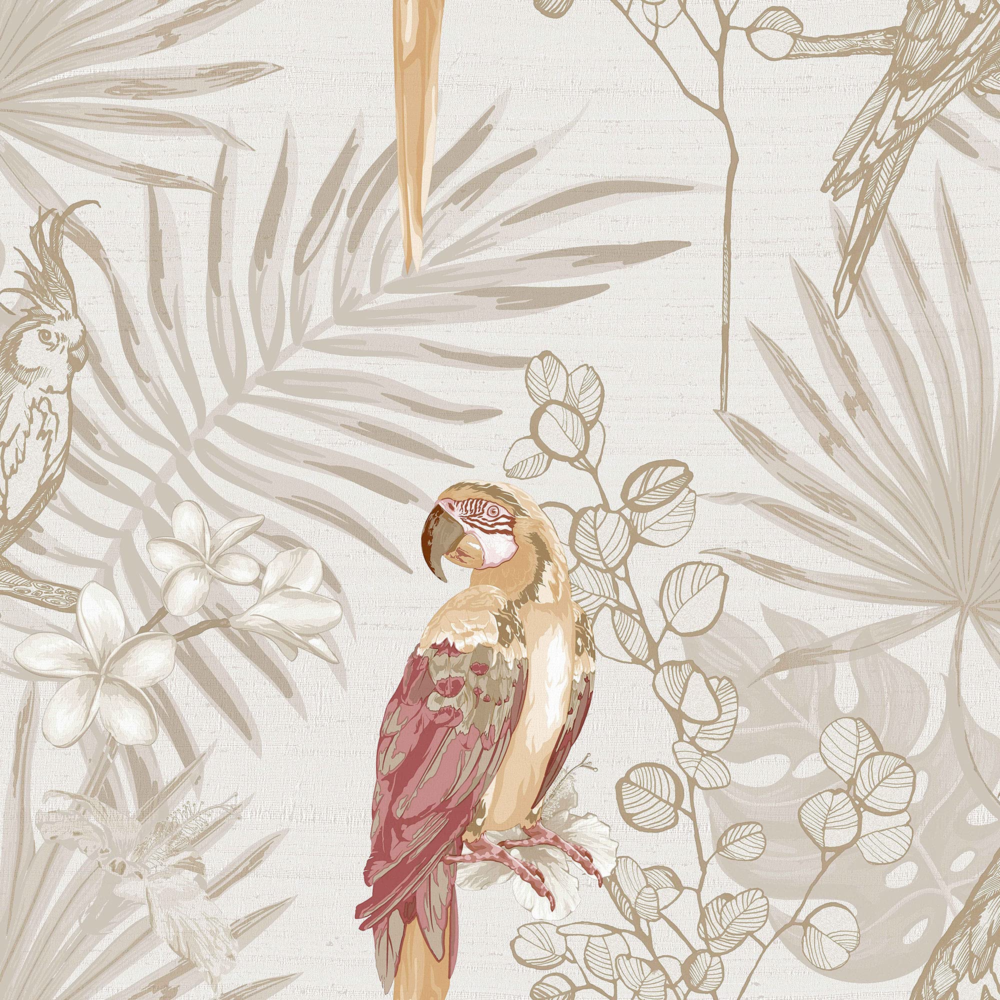 Galerie CM27001 Botanica Tropical Parrot Wallpaper, Red, 10.05m x 53cm