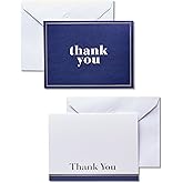 American Greetings Thank You Cards with Envelopes, Blue and White (50-Count)
