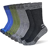 suaskk Men's Crew Work Boot Socks, Thick Cushioned Moisture Wicking Hiking Sock 4 Pairs